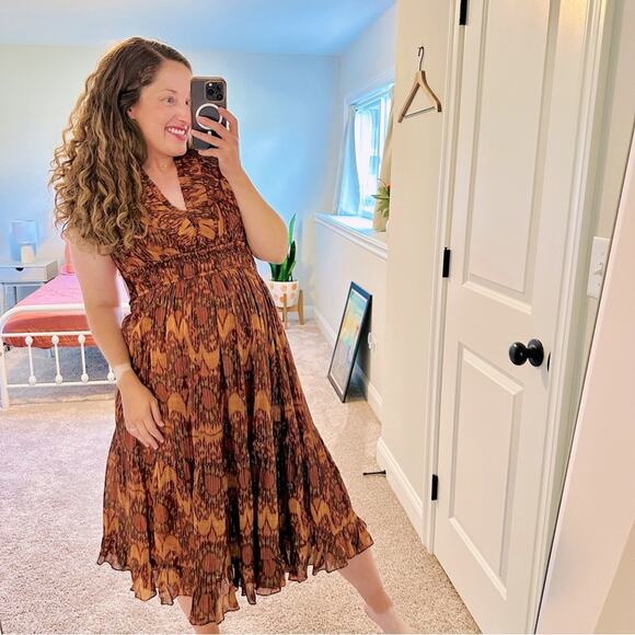 Ulla Johnson Orange Metallic Ikat Maxi Dress 2 - Picture 1 of 11